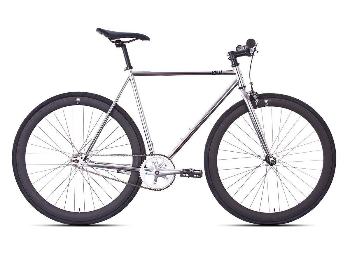 6KU Detroit Bike Silver/Black Single Speed Bike