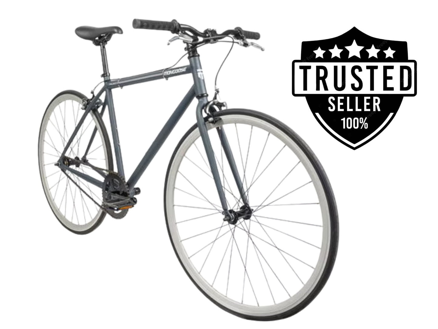 Mongoose Maurice Single Speed Unisex Adults Bike 700C - NEW - GREY WHITE BLACK