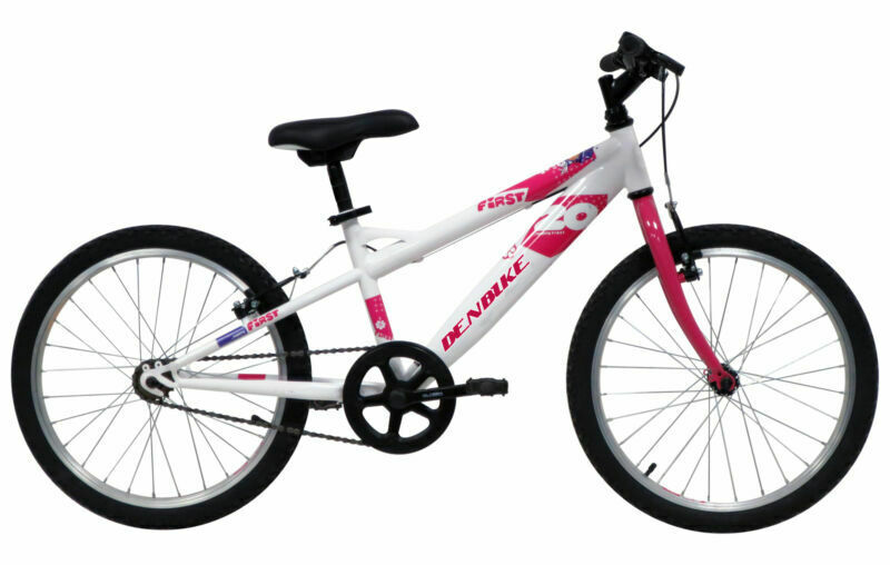 Denbike Girls Bike Single Speed MTB Junior Childs Bicycle 20" Wheel White Pink