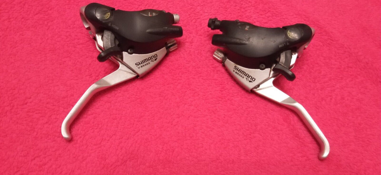 Shimano ST-EF29 Gear Shifter and V-Brake Set, Lever 7 speed silver & black