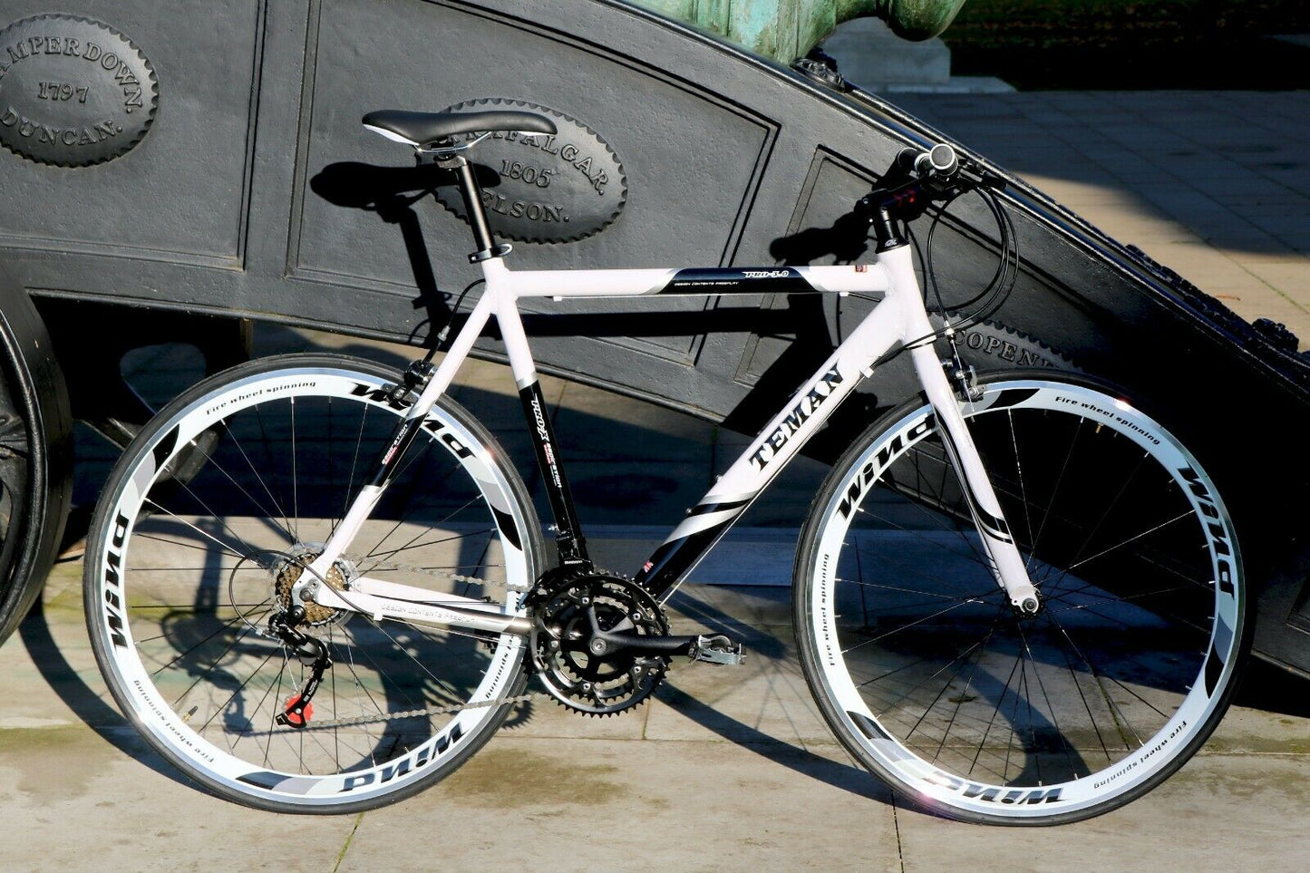 TEMAN Brand New Hybrid / Racing Road Bike Bicycles- Shimano 21 Speed -WHITE at Fixed Gear Frenzy