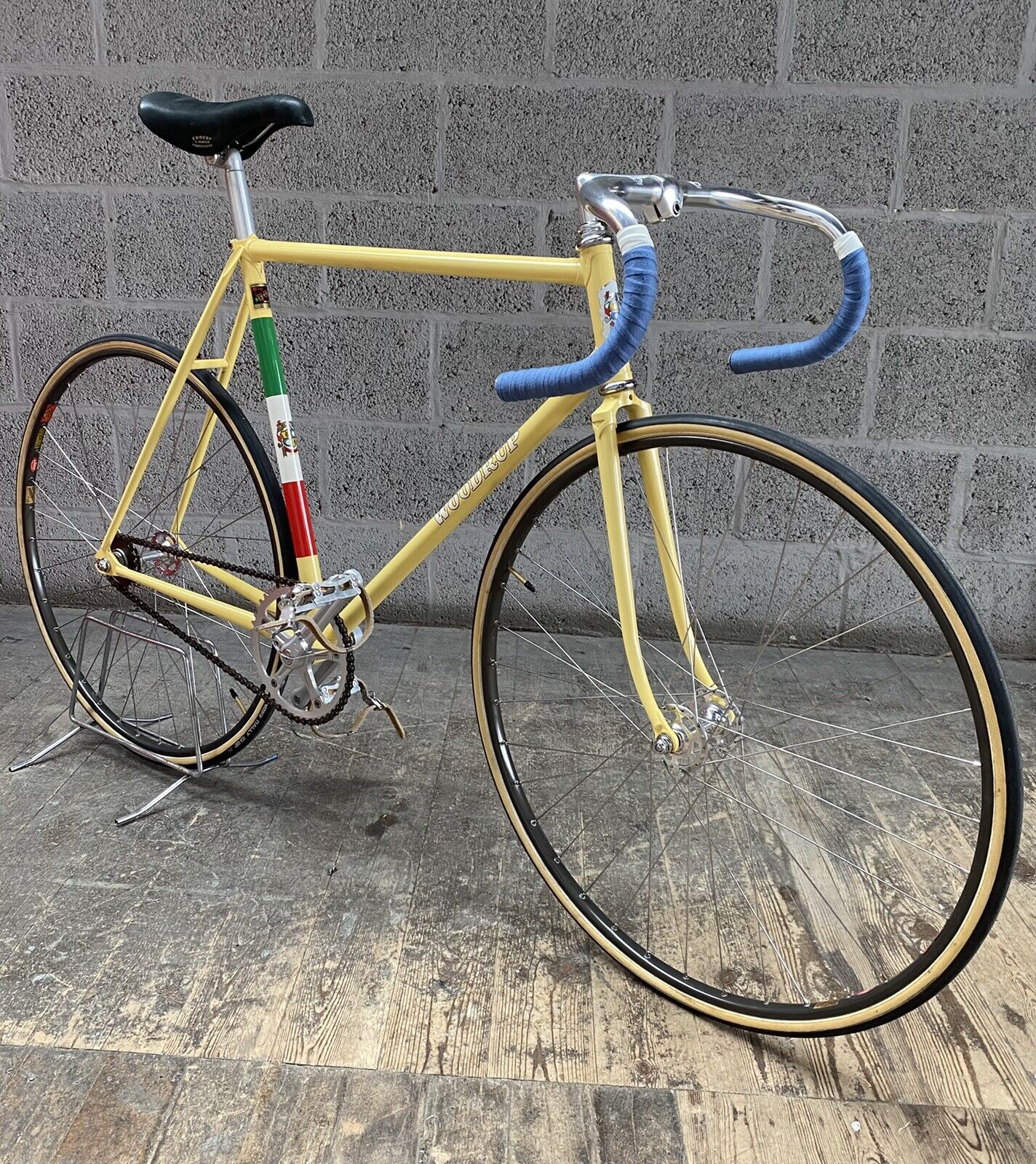 Vintage Woodrup Track Bike 1983 53cm 21” Reynolds 531SL,Yellow, White Decals.