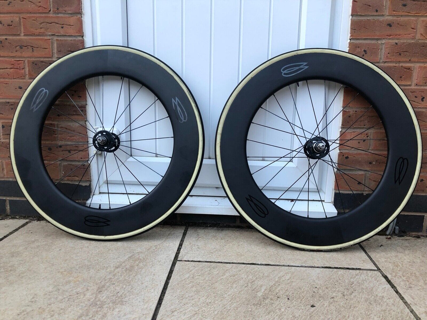 Walker Brothers carbon fibre track bicycle wheels 85mm
