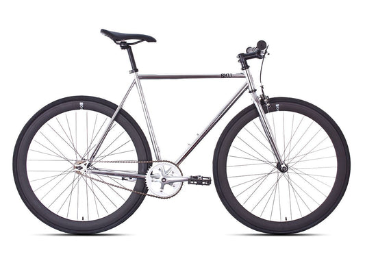6KU Detroit Bike Silver/Black Single Speed Bike