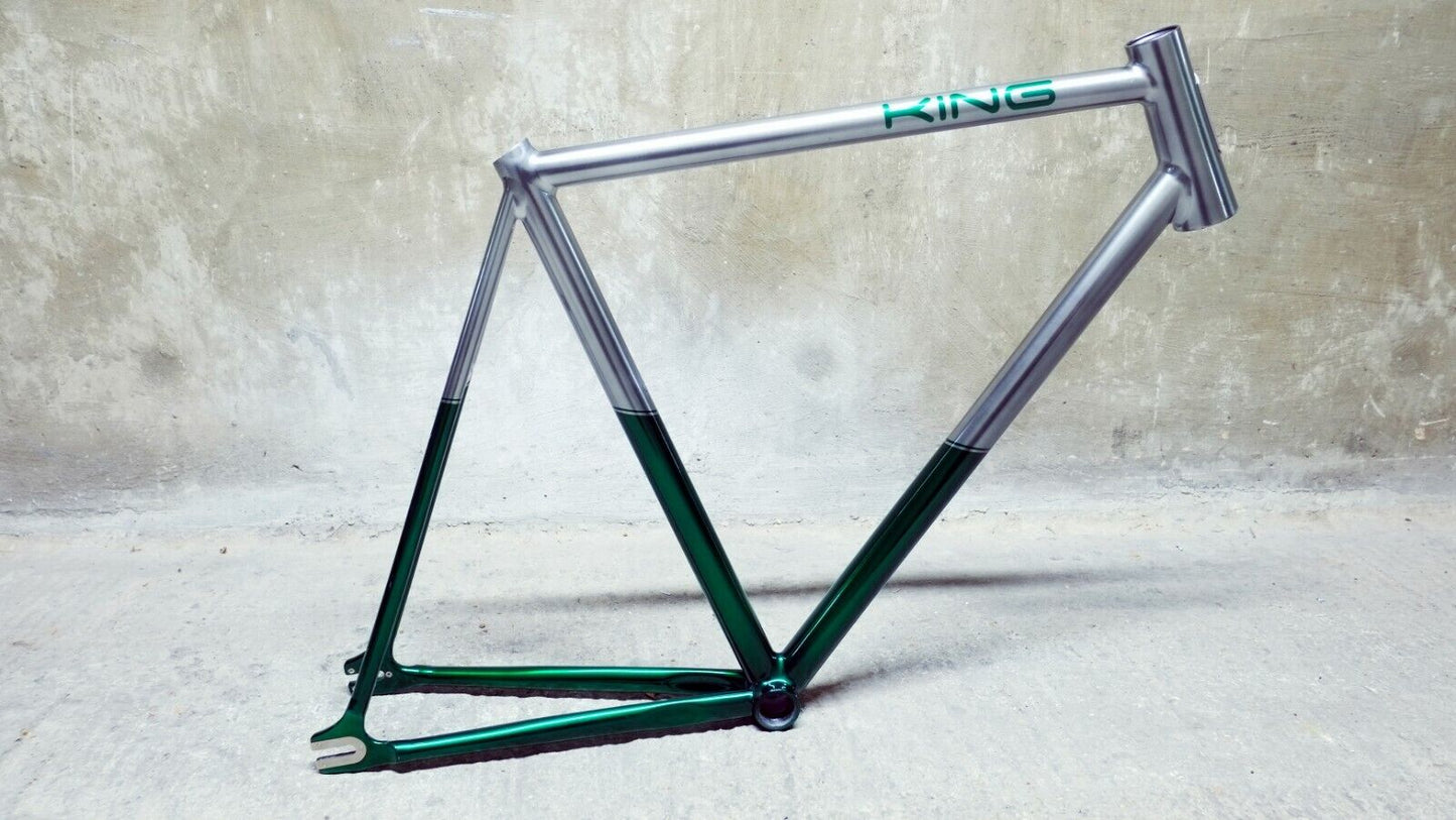 Custom Fixed Gear Bike Frame / fixie track paint green silver 56 cm