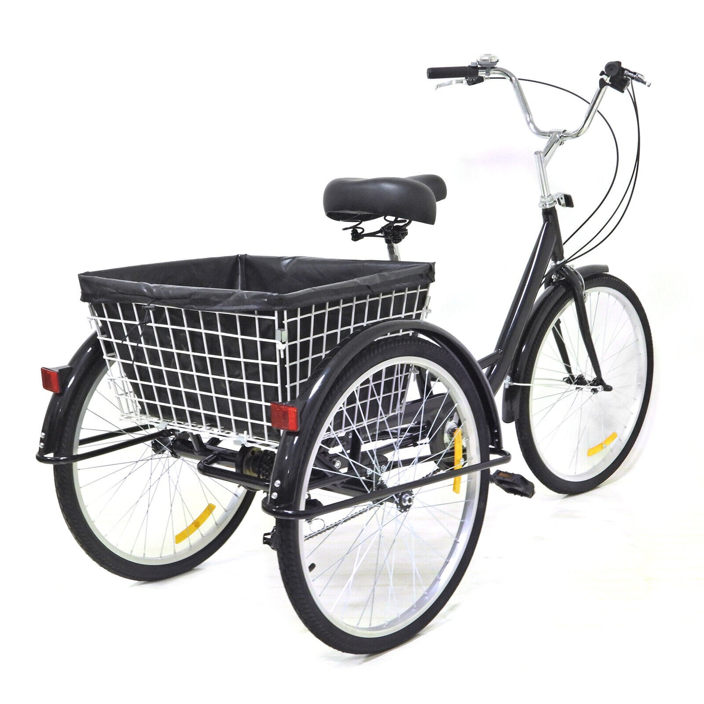 24" 8 Speed with Shopping Basket Black Tricycle 3 R?the Bicycle Adult Tricycle