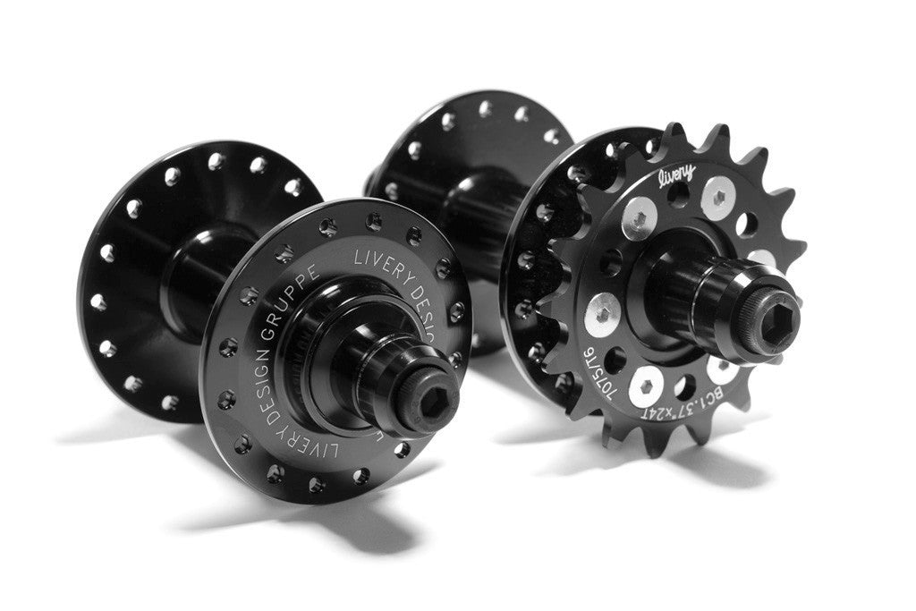 Livery Design Gruppe 6 Bolt Lock-On Track Hub Set - Black Anodized