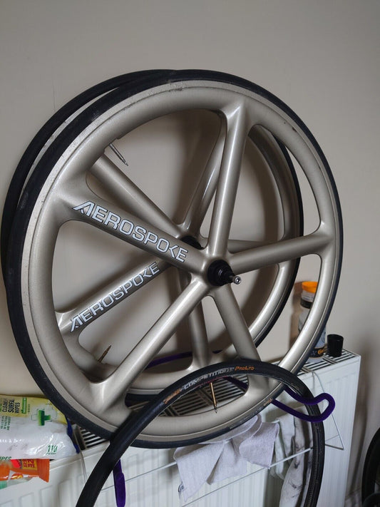 Aerospoke 700c 5 Spoke Wheelset + Tyres Fixed Track Gold Pair
