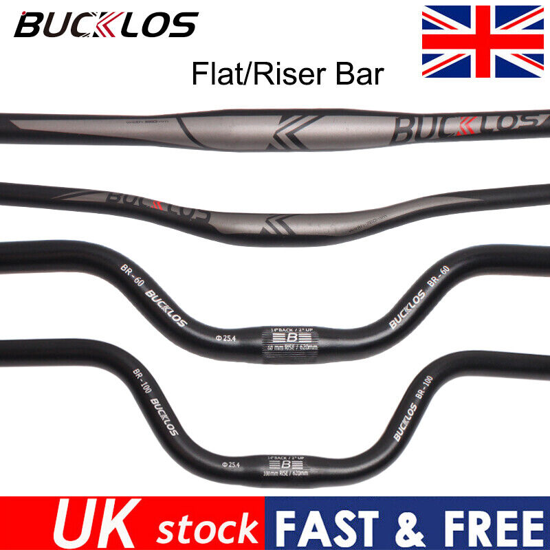 BUCKLOS 25.4mm Road Bike Handlebar Aluminum 20/40/60/100mm High Riser Flat Bar