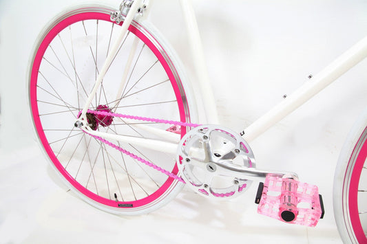 MBA Ice White Neon Single Speed Bike/Fixed Gear Road Bike - Size: 55cm