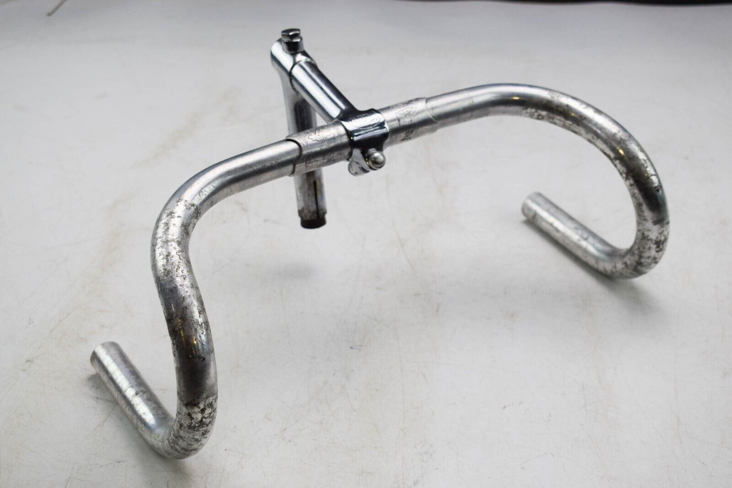 C.1960 TITAN STEM / M. KINT S. MAES VINTAGE BICYCLE DROP HANDLEBAR SET, 370MM