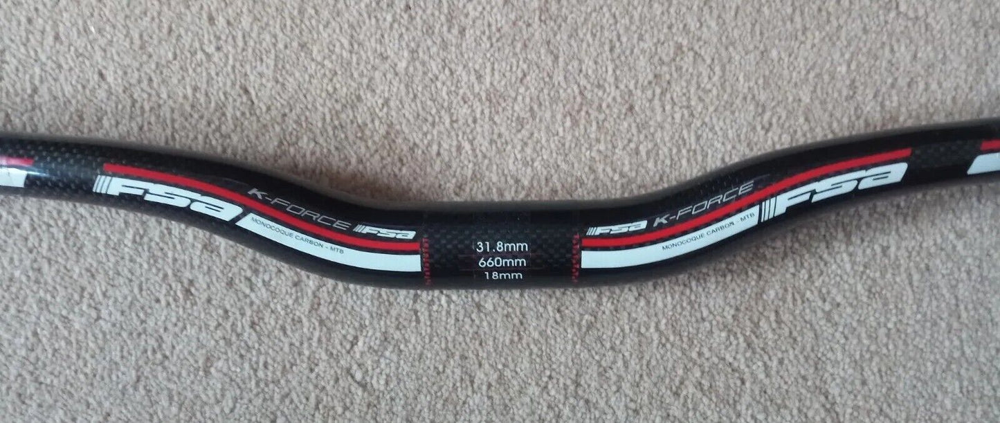 FSA K Force Monocoque Carbon Fibre Riser Handlebars MTB Mountain Bike Downhill