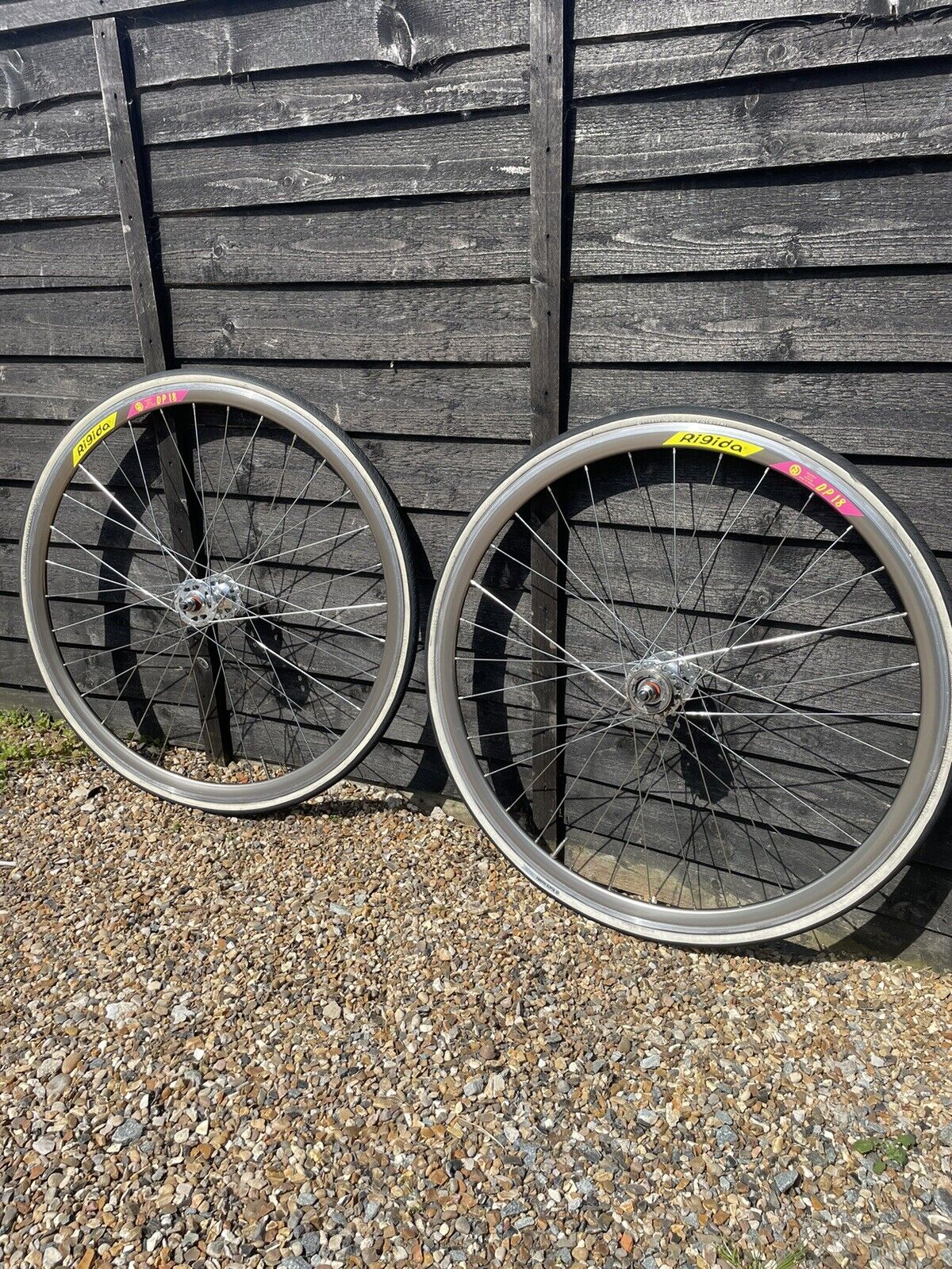 RIGIDA DP18 BRONZE 32H RIMS ON BLB TRACK HUBS,  FIXED & FREEWHEEL.