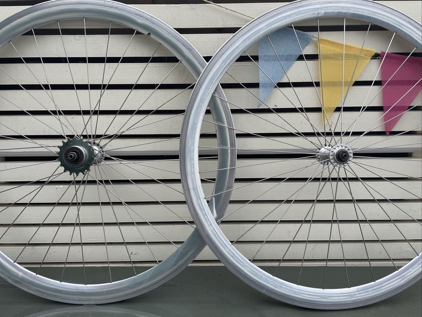 Wheelset Shimano 600 Hub 700c Silver Alloy Retro Vintage Fixie Single speed