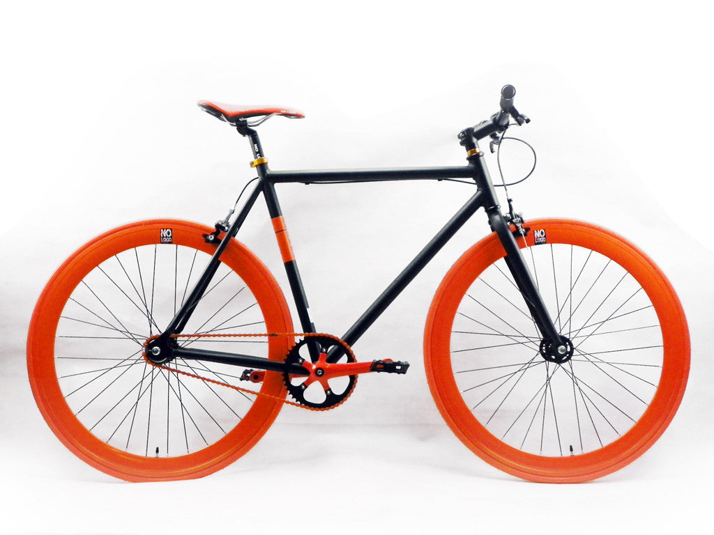 No Logo Black Orange Single Speed Bike