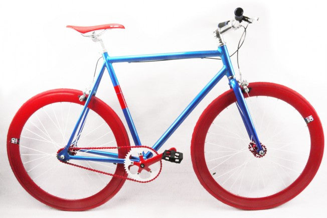 No Logo Blue Red Single Speed Bike