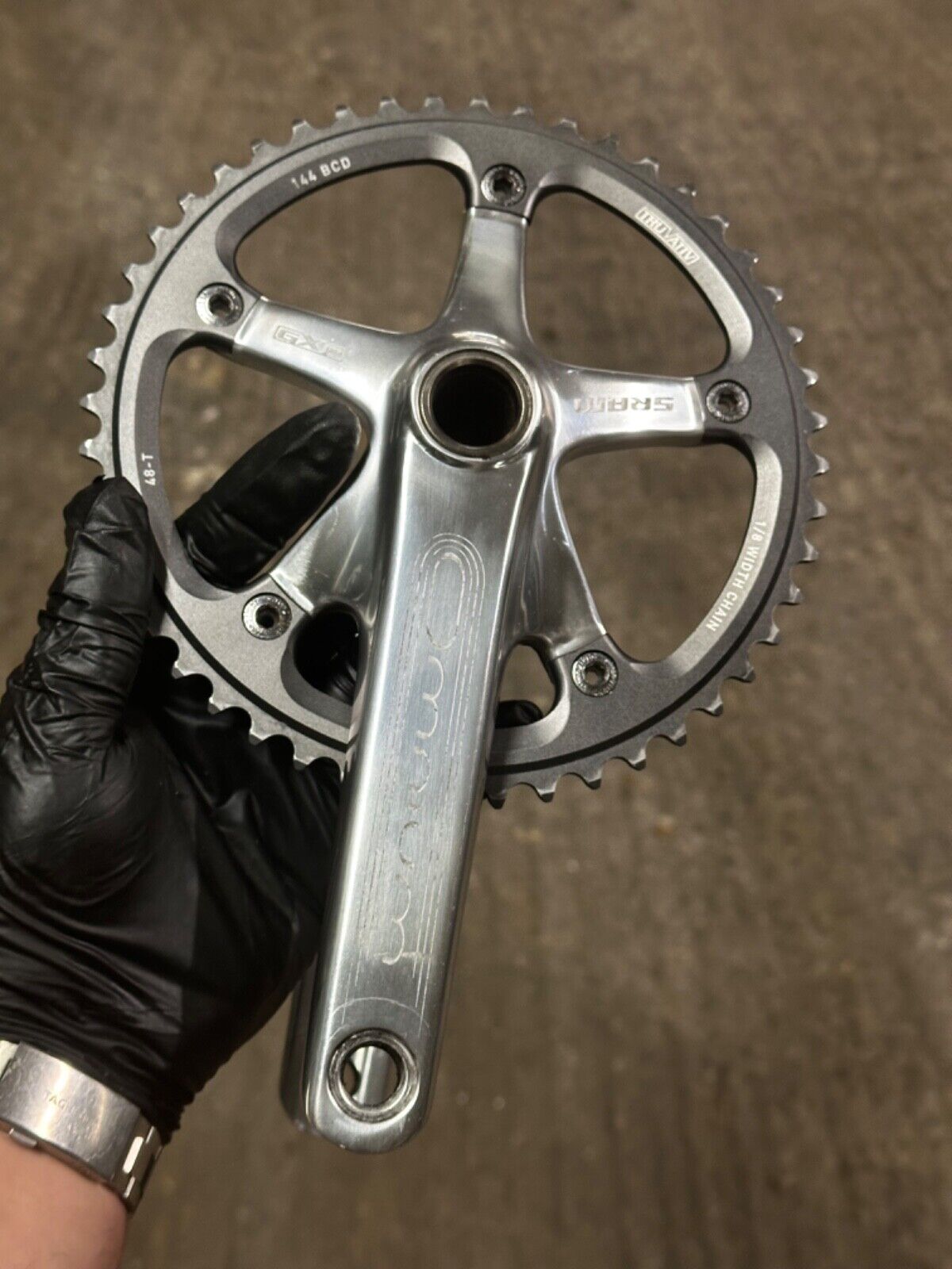 silver track crankset sram omnium 165mm bsa bb 48t ring